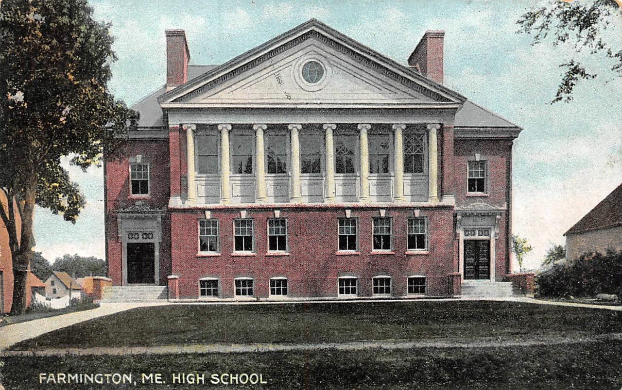Farmington, ME Maine  HIGH SCHOOL  Franklin County  1908 Vintage Postcard