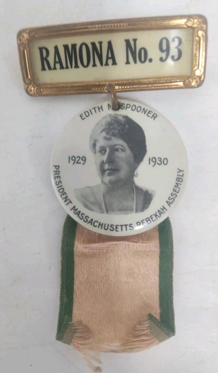Vintage Edith M Spooner President Massachusetts Rebekah Assembly Pinback Vintage Edith M Spooner President Massachusetts Rebekah Assembly Pinback