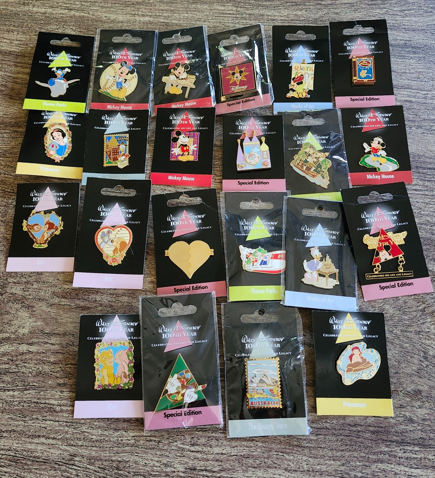 DISNEY JAPAN PIN TRADING 2001 Rare Vintage 100TH YEAR LE- 22 Lot Pin Set