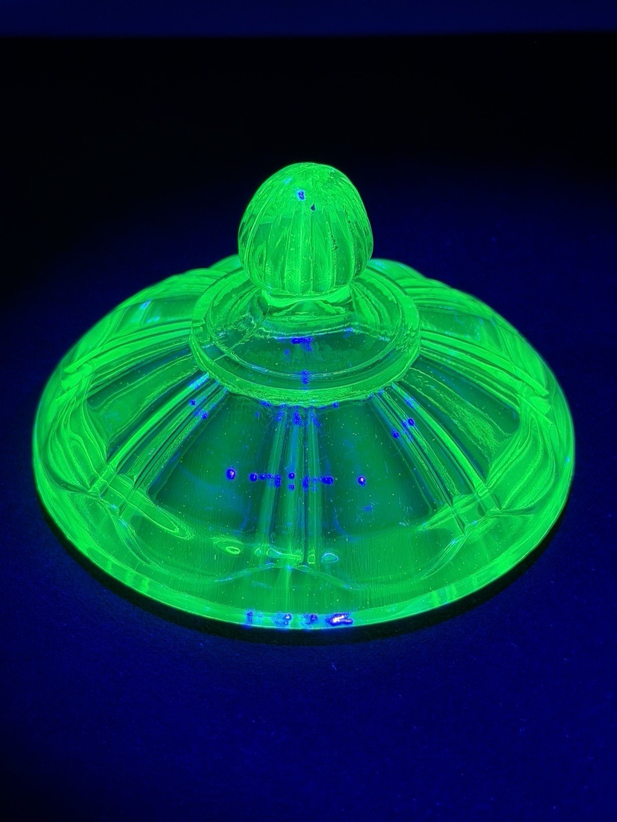 Vintage Green Uranium Glass Lid ONLY Replacement Glows 3.5