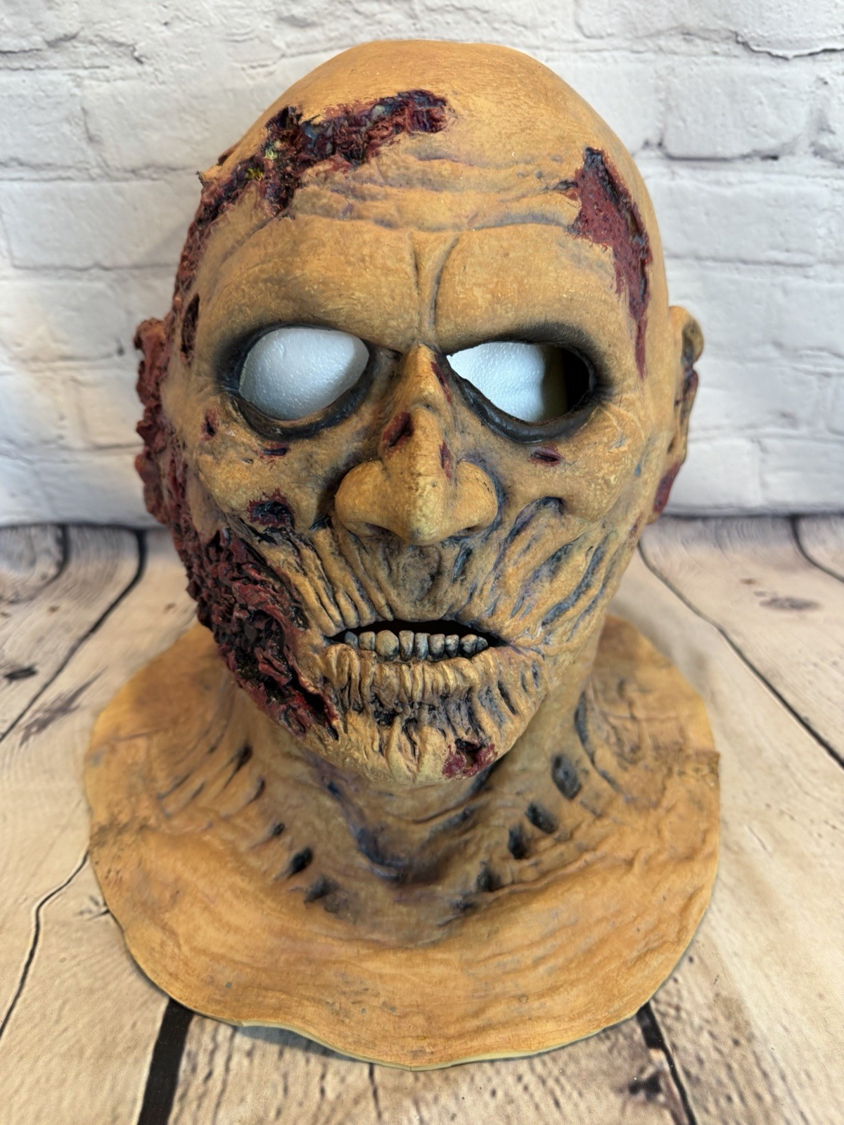 Rubber Halloween Mask Zombie Old Man Full Face Flesh Tone