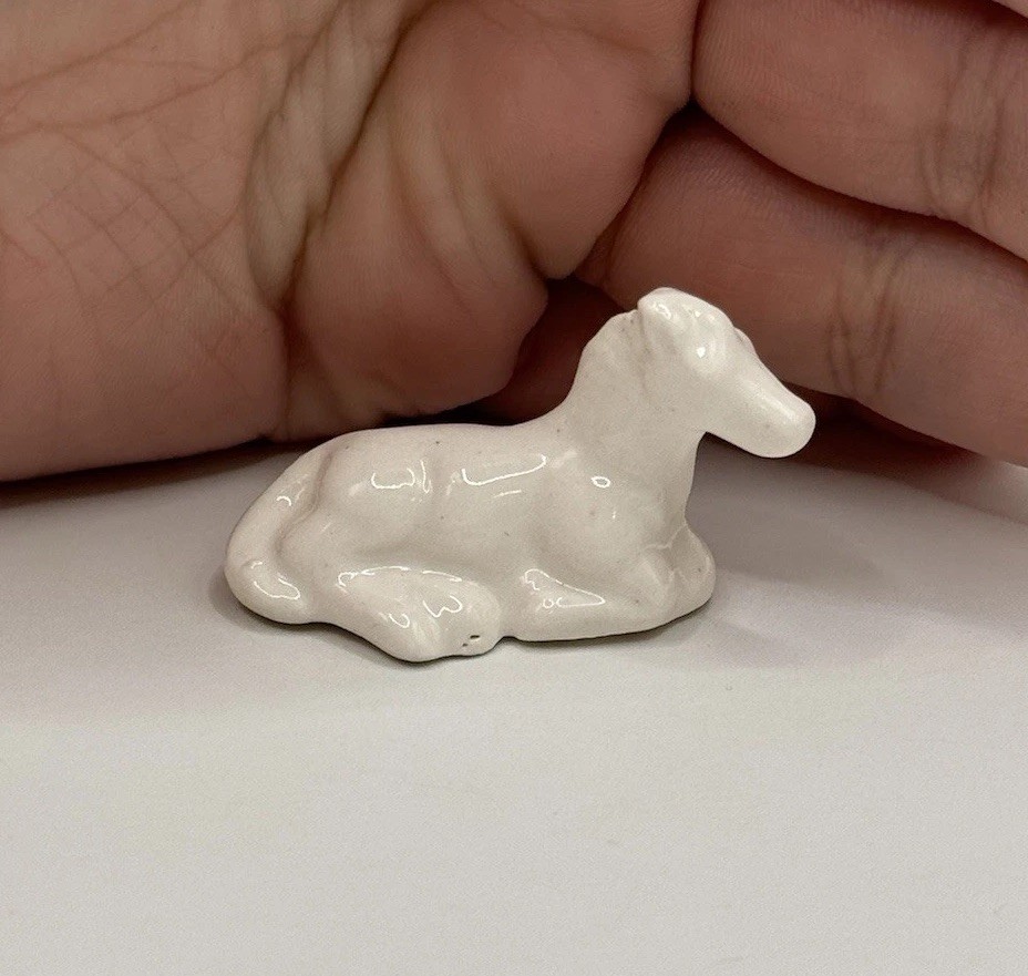 Vintage Glossy Bone China Horse Pony Miniature Trinket Figurine Japan ***