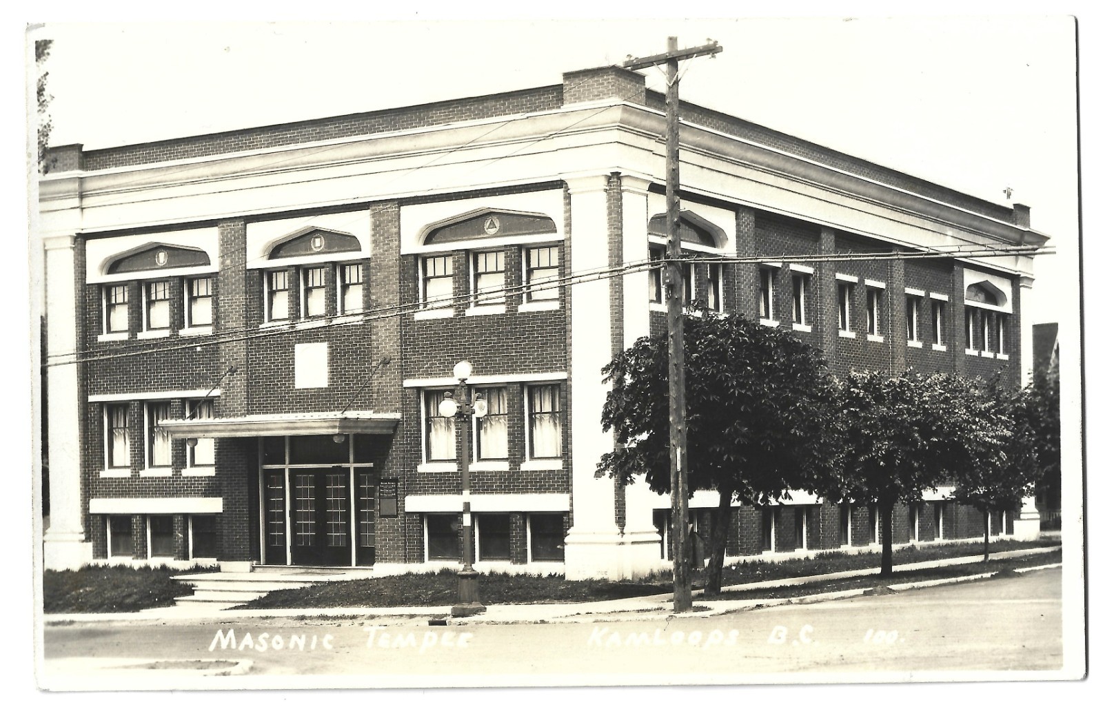 Vintage Kamloops BC Masonic Temple RPPC Real Photo Postcard Canada 1920s - 1930s