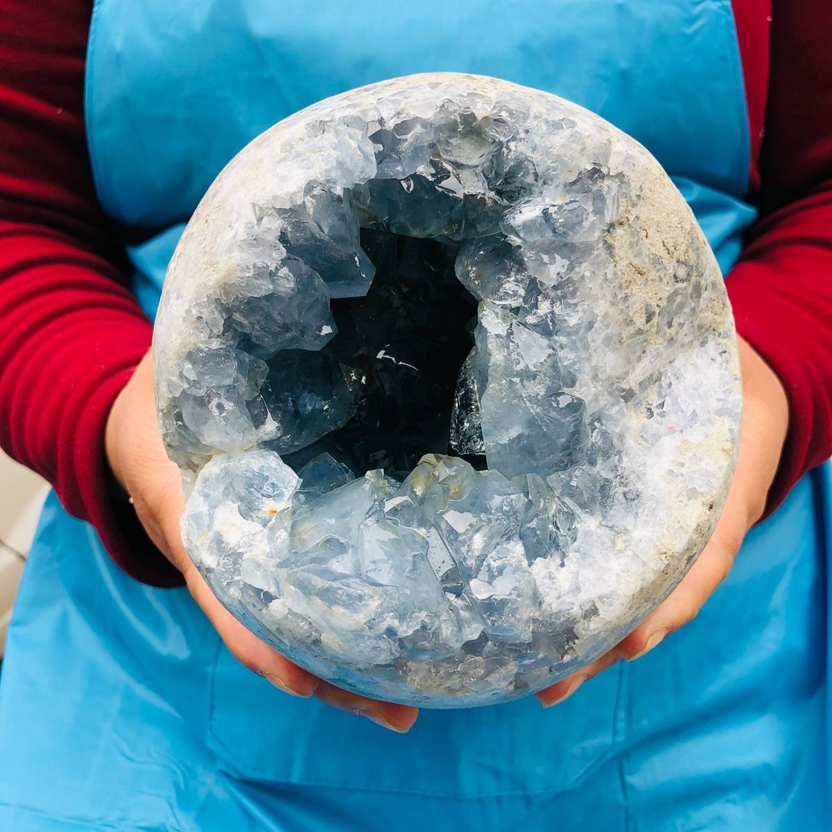 10.64 LB Large Natural Celestite Geode Crystal Cluster Healing Specimen 3954