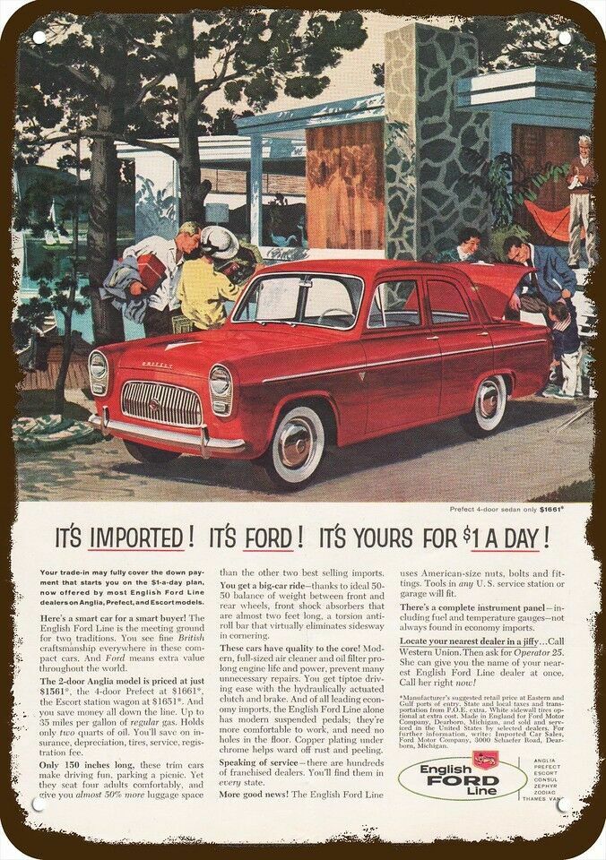 1959 FORD PREFECT English 4-Door Car Vintage-Look DECORATIVE REPLICA METAL SIGN