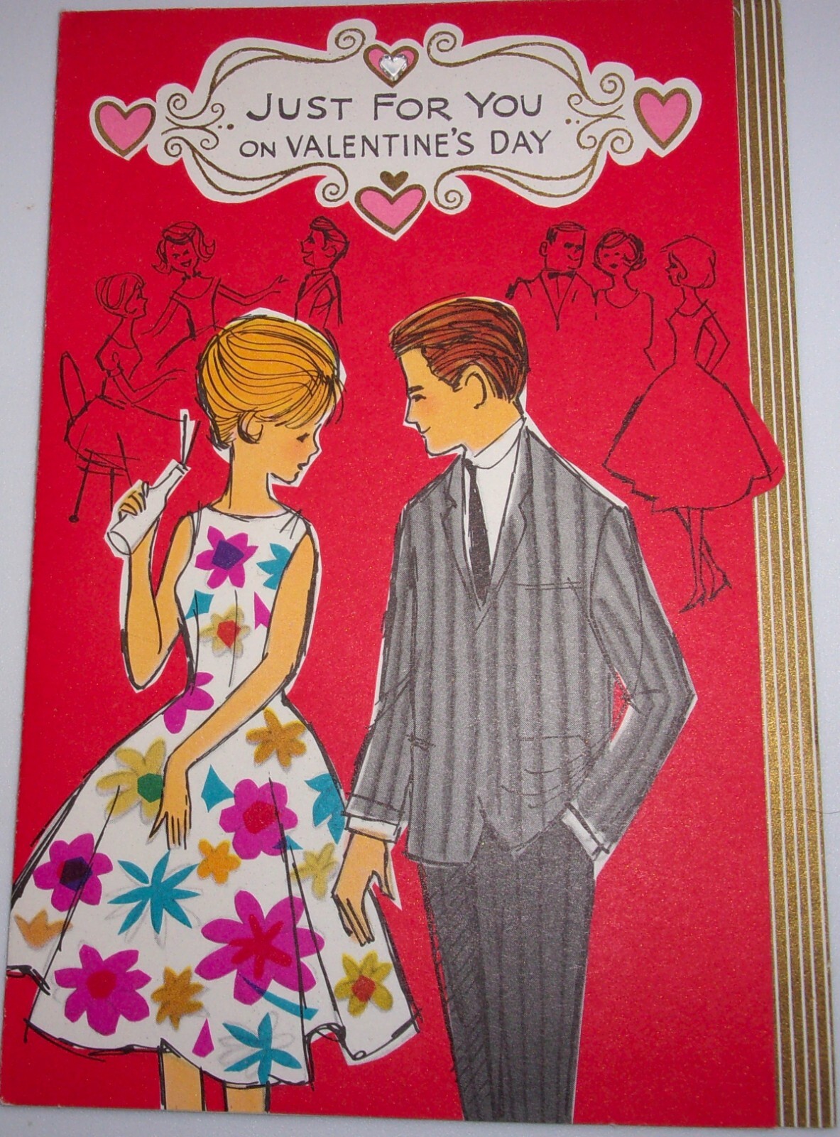 Vintage American Greetings Just For You On Valentine\'s Day Card 1950s