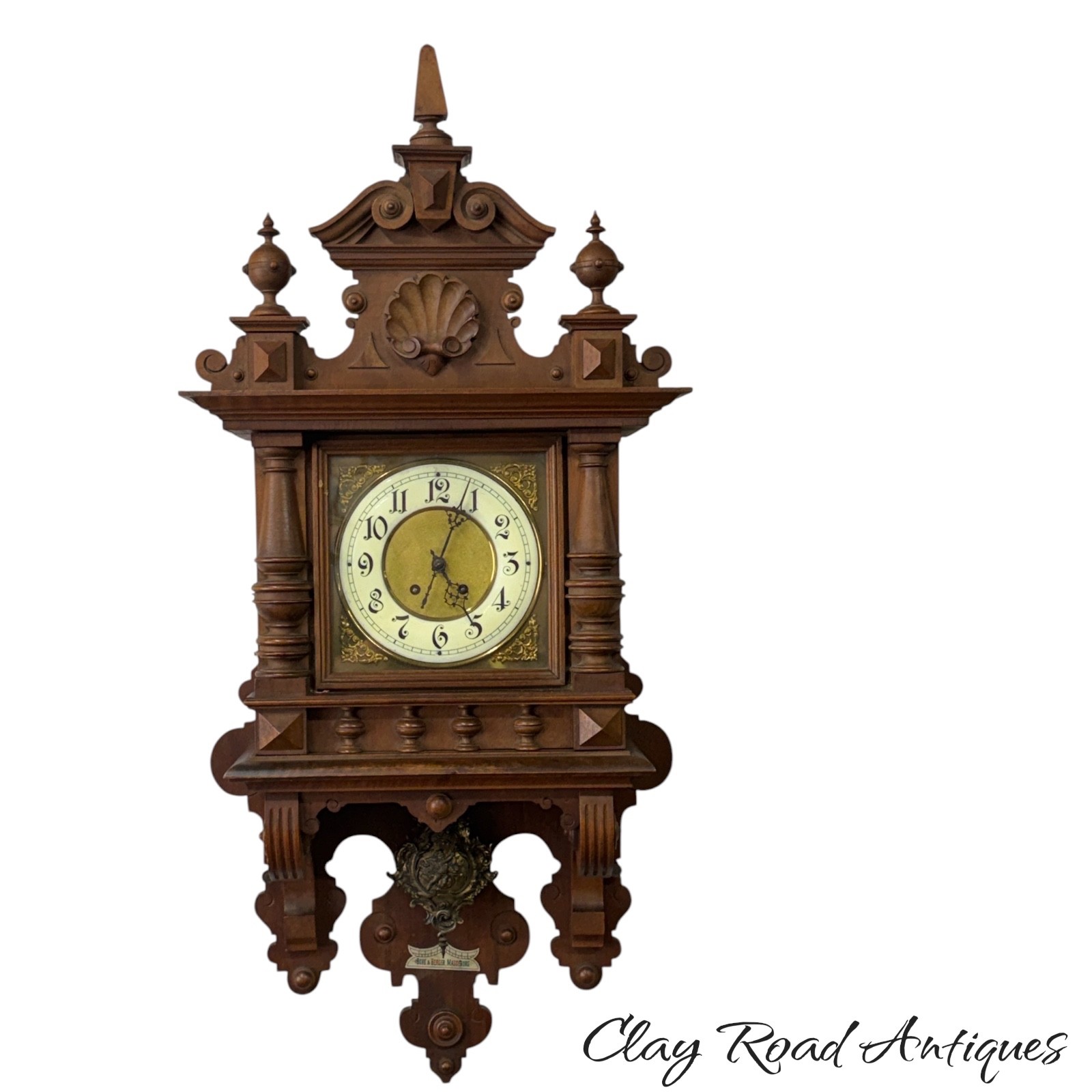 Antique Lenzkirch victorian walnut wall regulator clock one million ornate