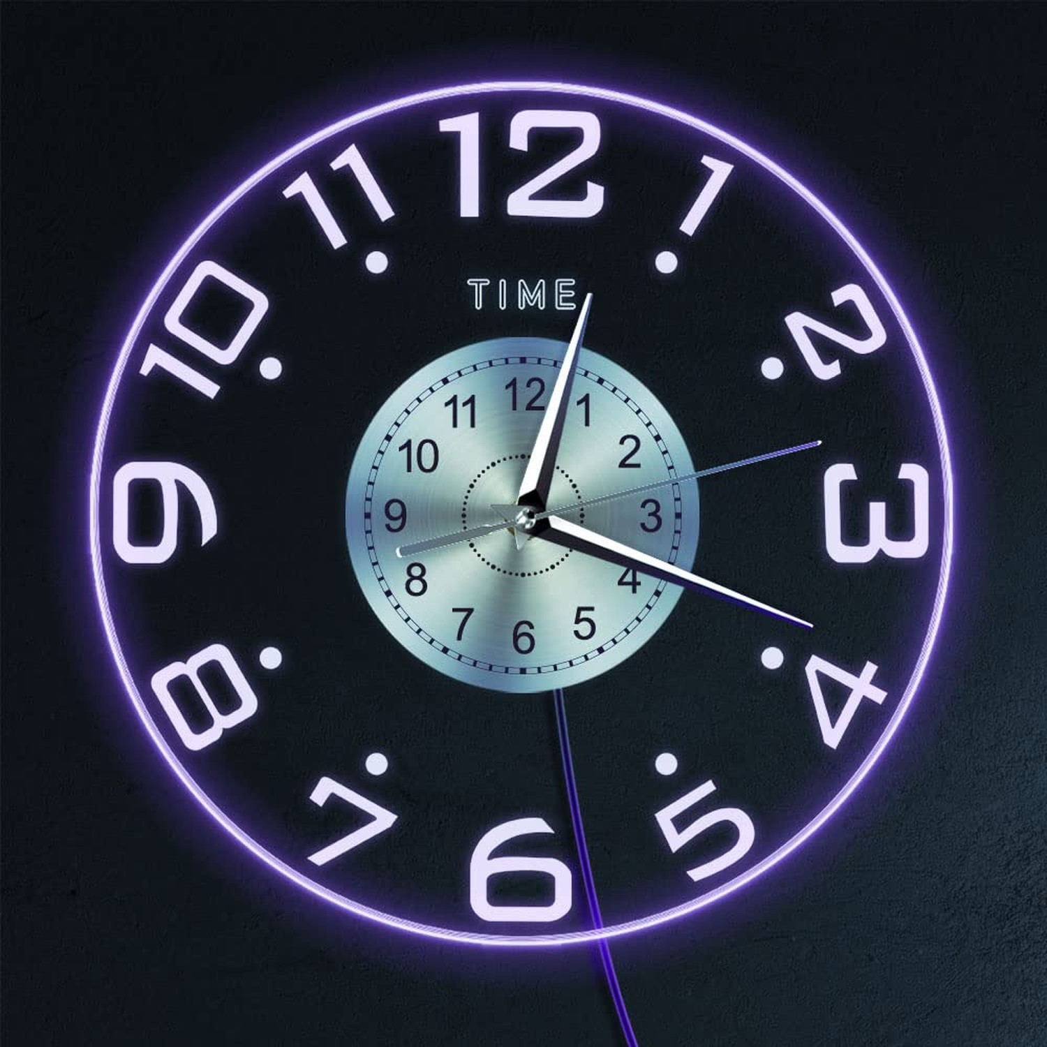 Modern 12\'\' LED Lighted Wall Clock, Silent Quartz Night Light Clock with 7 Lu... Modern 12\'\' LED Lighted Wall Clock, Silent Quartz Night Light Clock with 7 Lu...