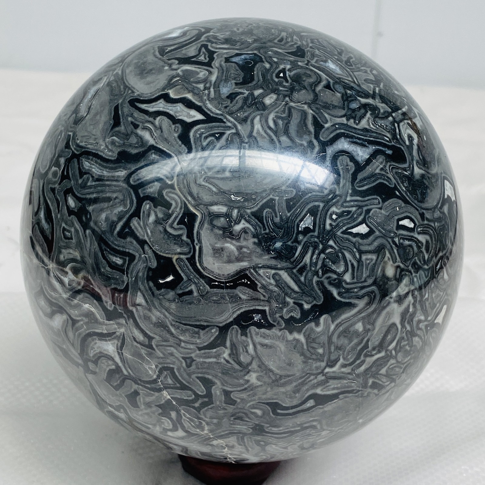 Natural Picasso Jasper Sphere Black Gray Crystal Ball Healing 3020G (6.65LB)
