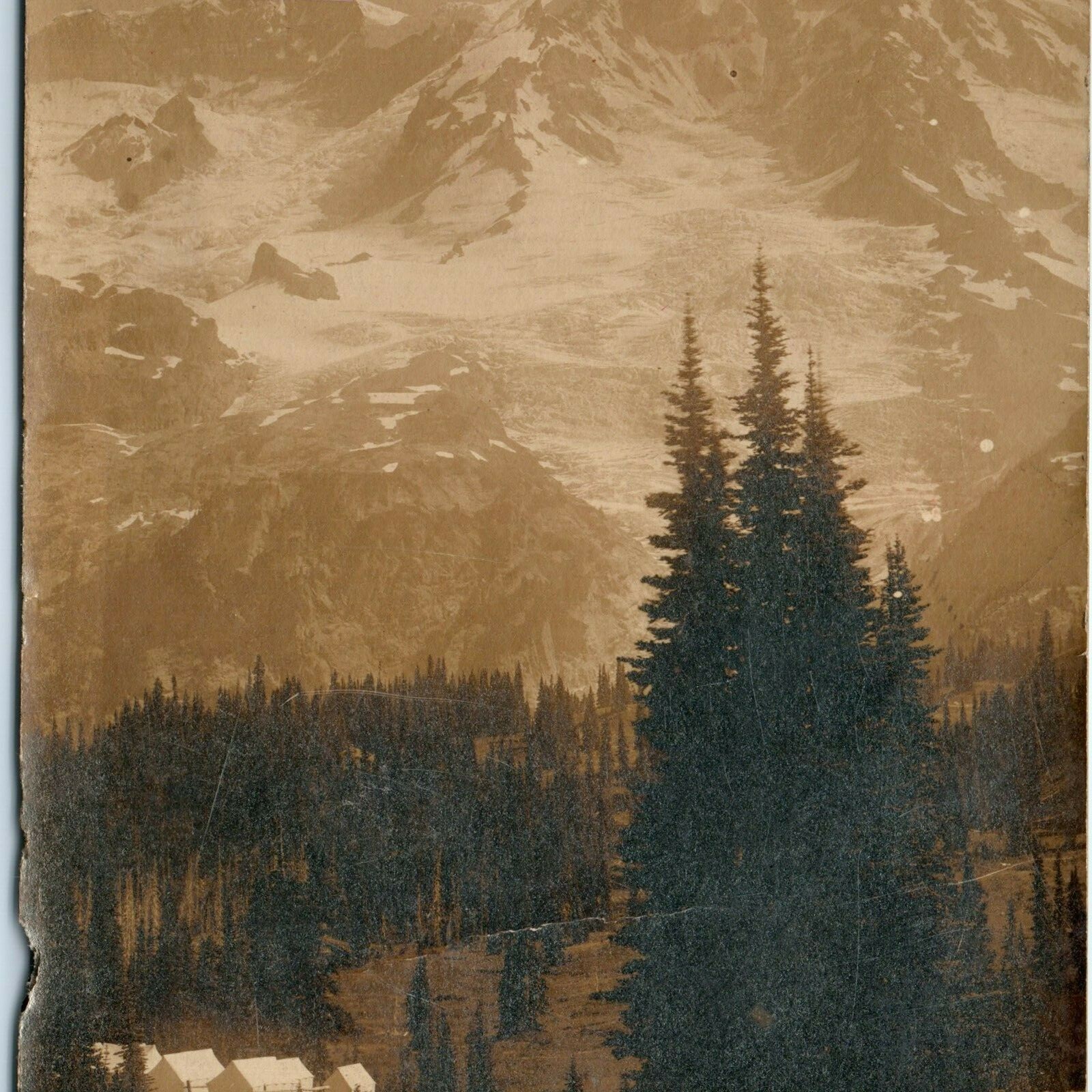 c1910s Mt Rainier National Park Settlement Campsite Tents RPPC Postcard