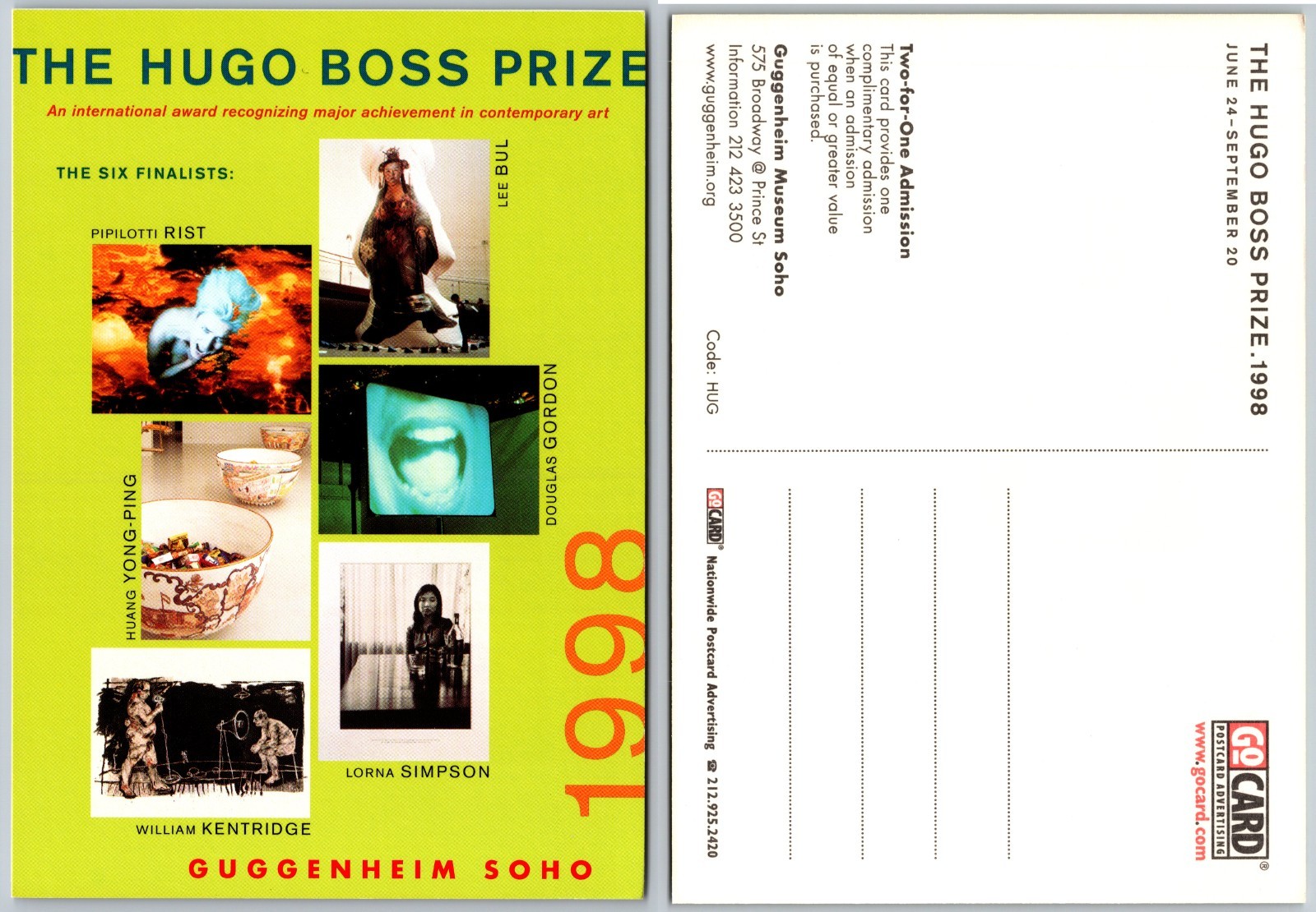 Continental Guggenheim Soho Hugo Boss Prize Postcard