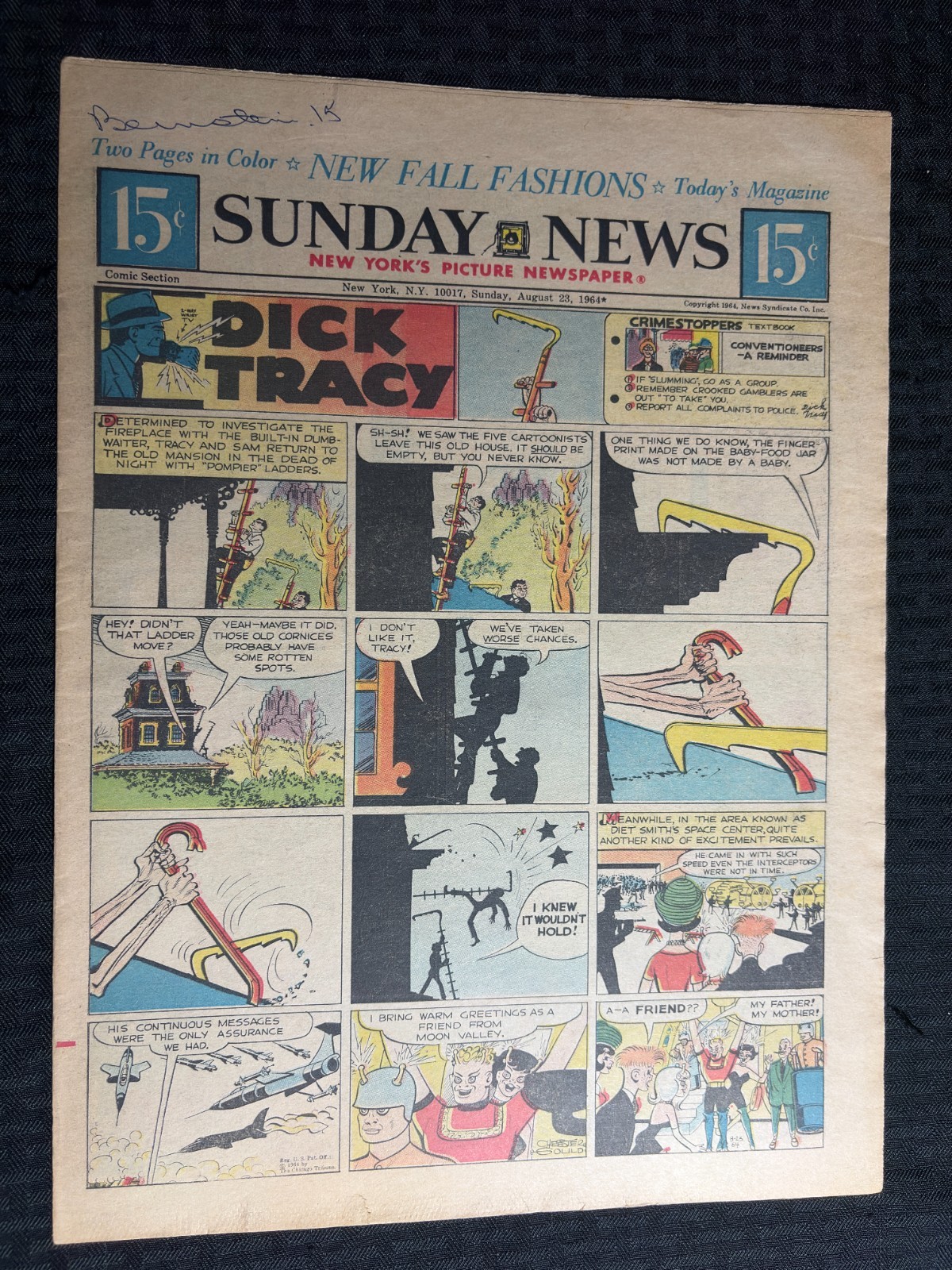 1964 Aug 23 SUNDAY NEWS 16pg Comic Strip Section FN 6.0 Annie Terry Pirates Star