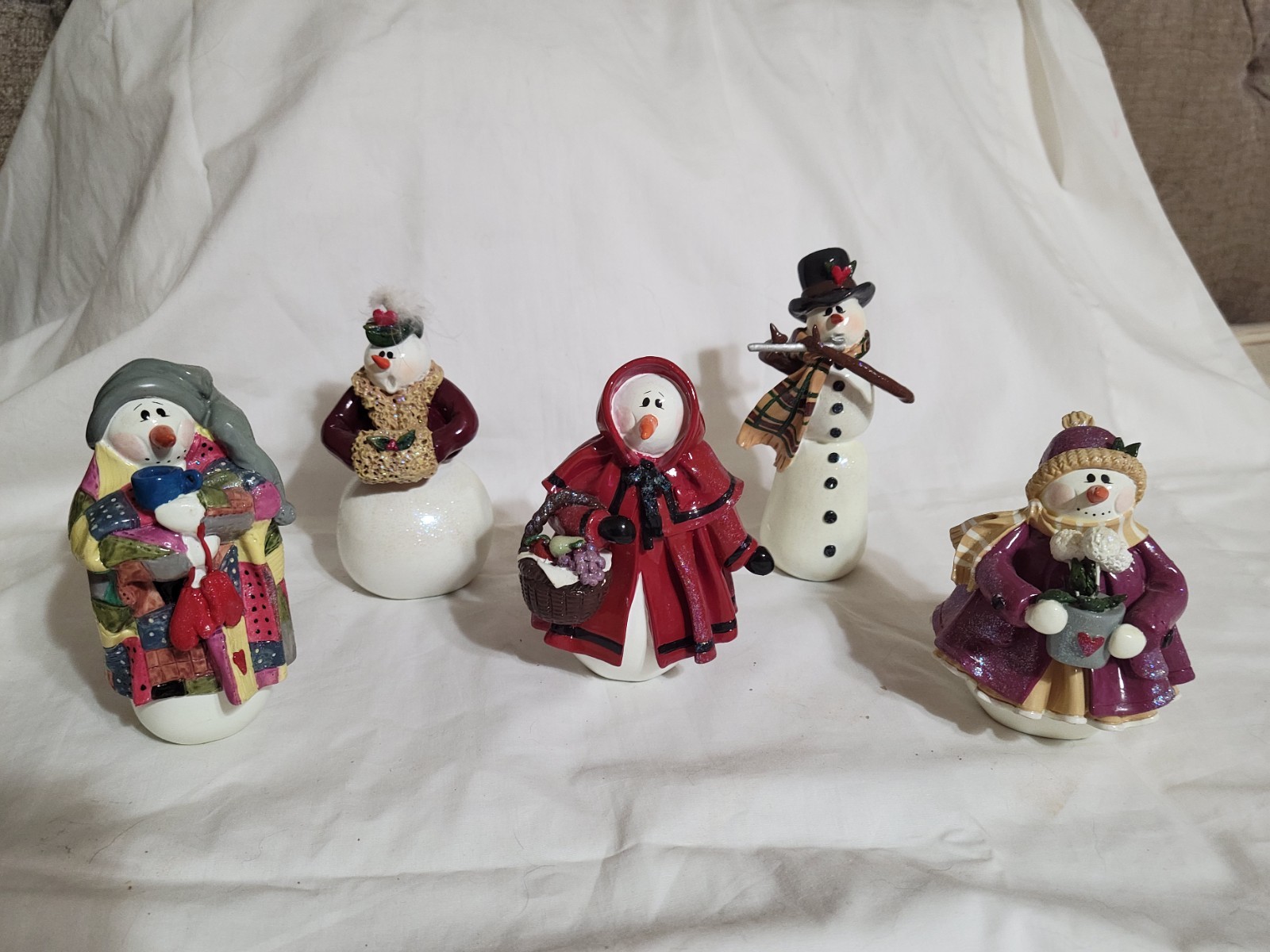 5 Vntg Enesco Snow Littles Snowman Figurines Various Characters 5-6 5 Vntg Enesco Snow Littles Snowman Figurines Various Characters 5-6