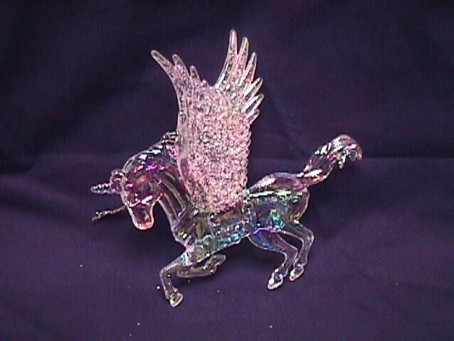 Acrylic UNICORN PEGASUS Wings Rainbow Iridescent Plastic ORNAMENT magic fantasy