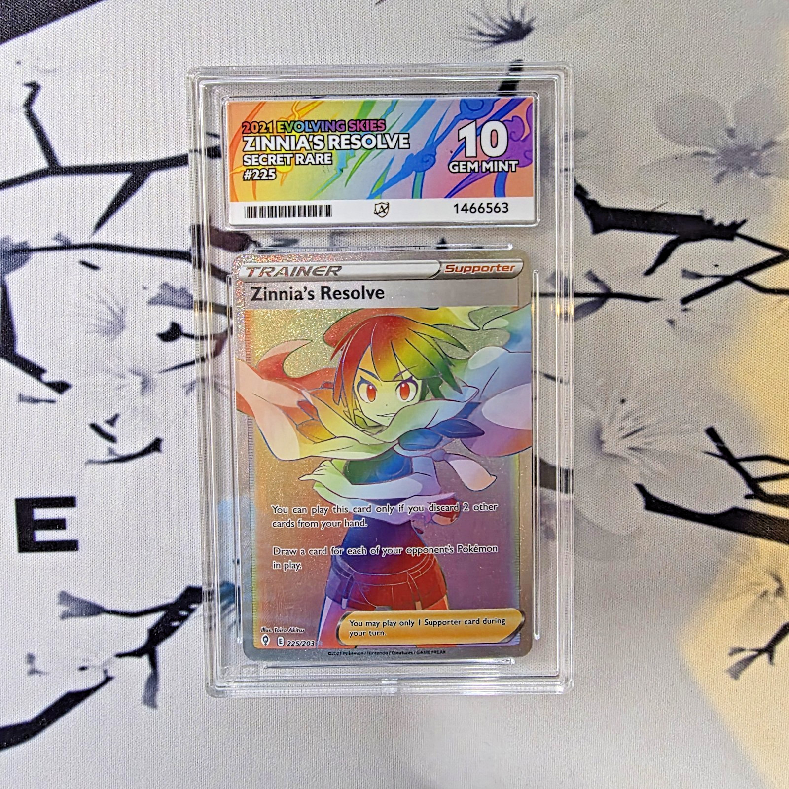 Ace 10 Perf Subs Zinnia’s Resolve 225/203 Secret Rare 2021 Evolving Skies