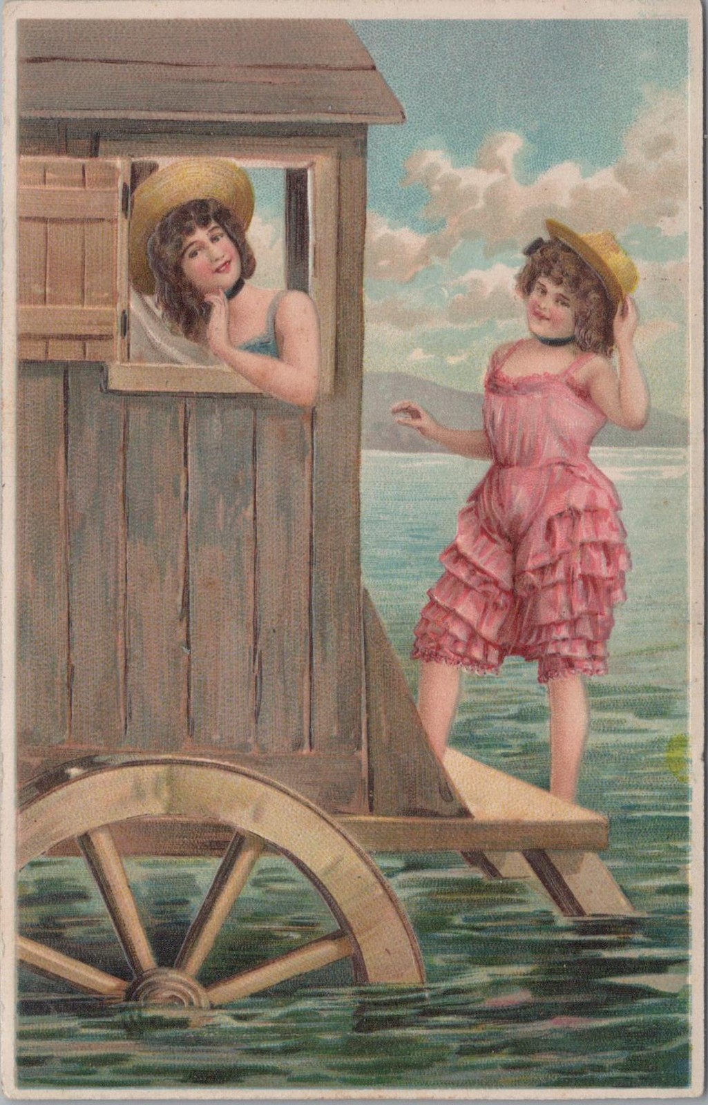 1910 PFB Embossed Postcard Bathing Machine Beauties Neutral Milk Hotel Album Art