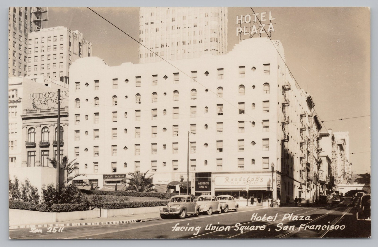 RPPC Hotel Plaza San Francisco CA California Real Photo Postcard 1940s