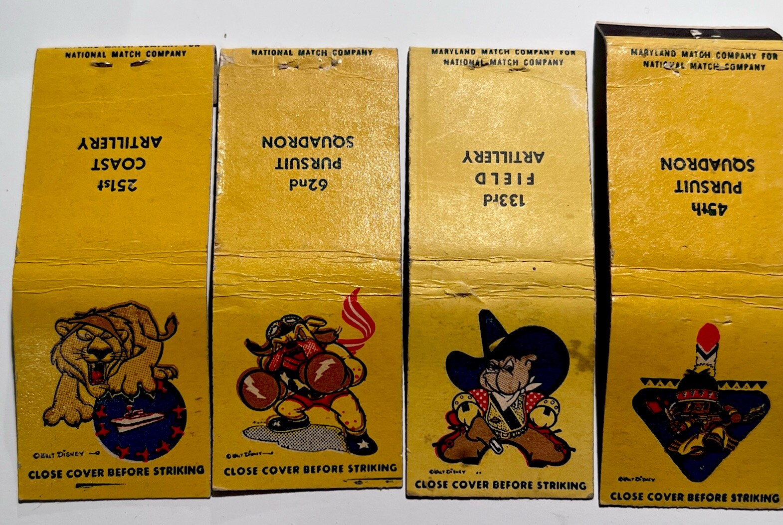 4 Vintage WALT DISNEY Studio Matchbook Covers Excellent UNSTRUCK Cond. 1940s #4