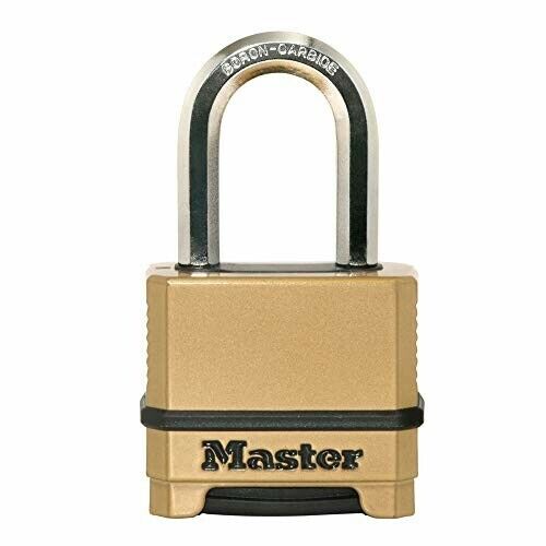 Master Lock Heavy Duty Outdoor Combination Lock, 1-1/2 in. Shackle, Brass Finish