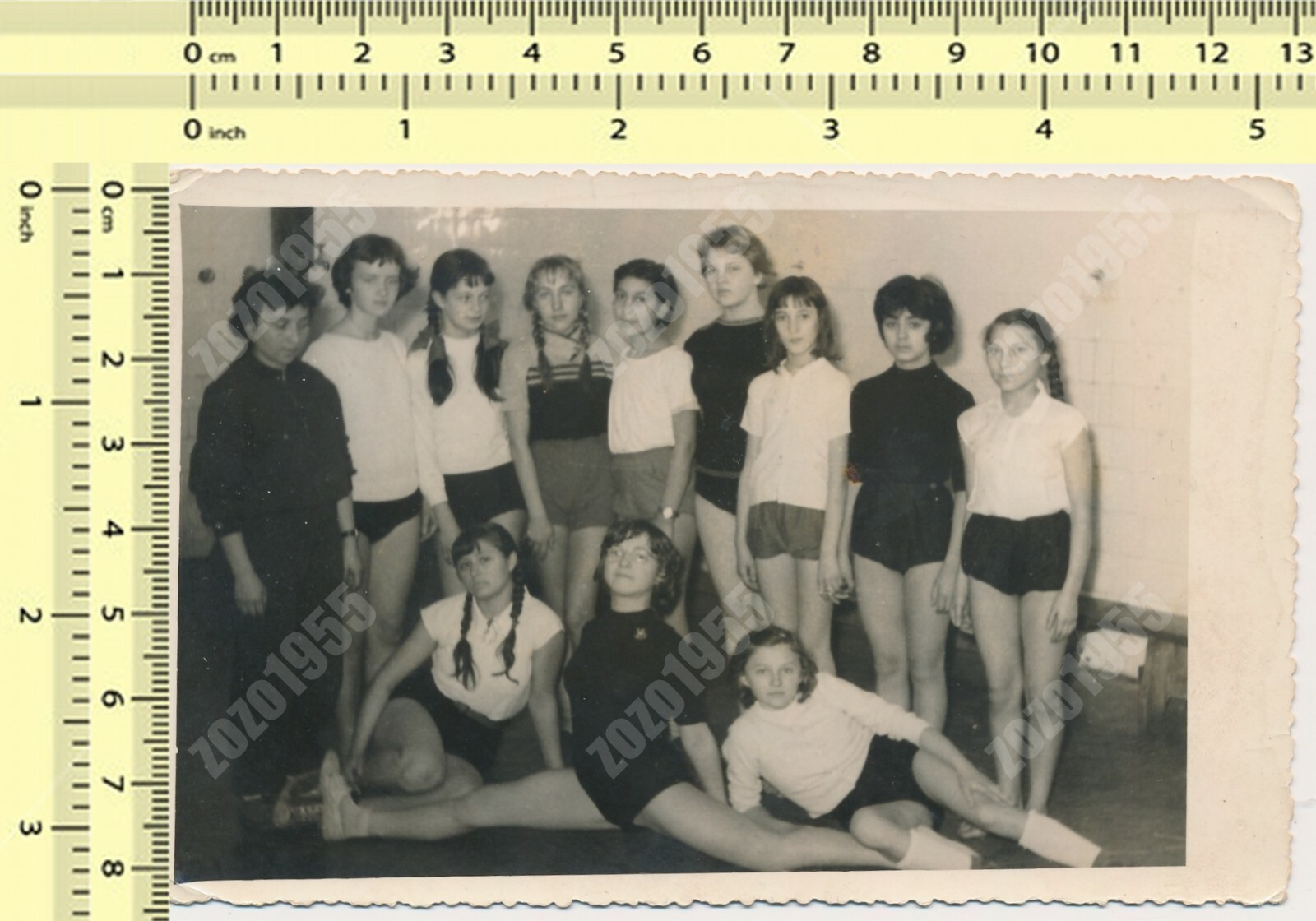 PHOTO VTG ORG BW School Girls with Teachers, Physical Education Class Kids Sport PHOTO VTG ORG BW School Girls with Teachers, Physical Education Class Kids Sport