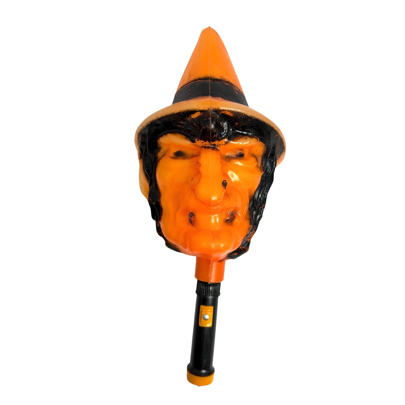 Rare Vintage 1960s Bayshore Blow Mold Witch Flashlight Halloween Wand w/ Cap