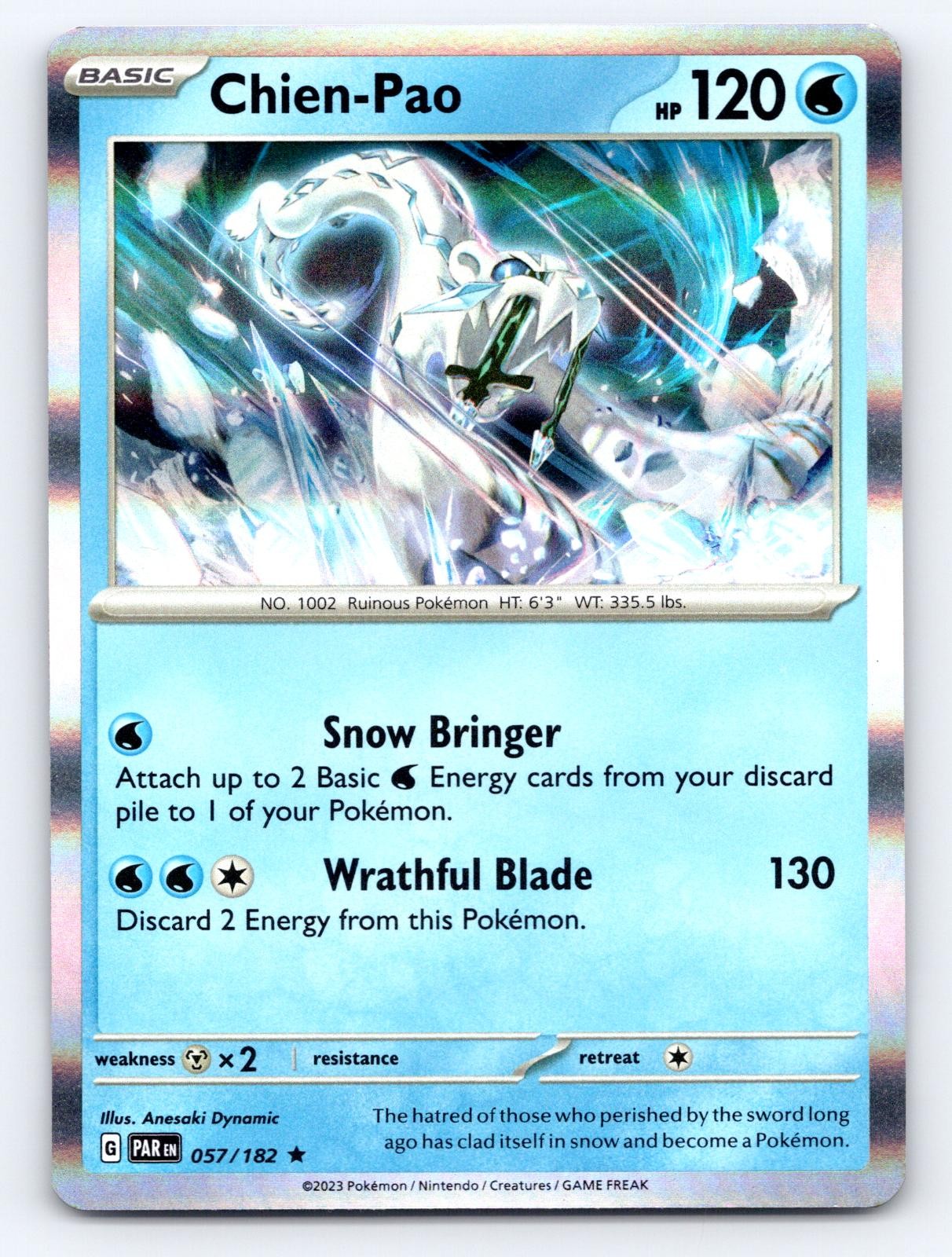 Chien-Pao 057/182 Rare Paradox Rift Pokemon Holo Near Mint