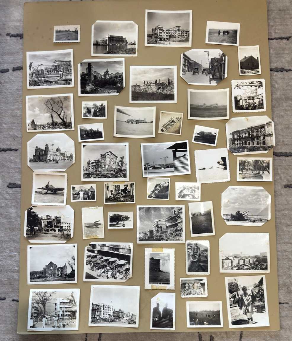 45 Original WWII Photos Manila Philippines 1945 Ruins Aircraft Censor Stamp Lot
