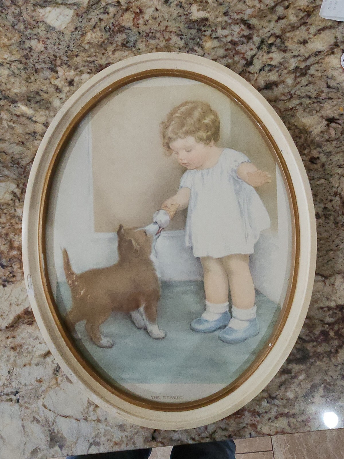 Vintage Framed Bessie Pease Gutmann print The Reward 