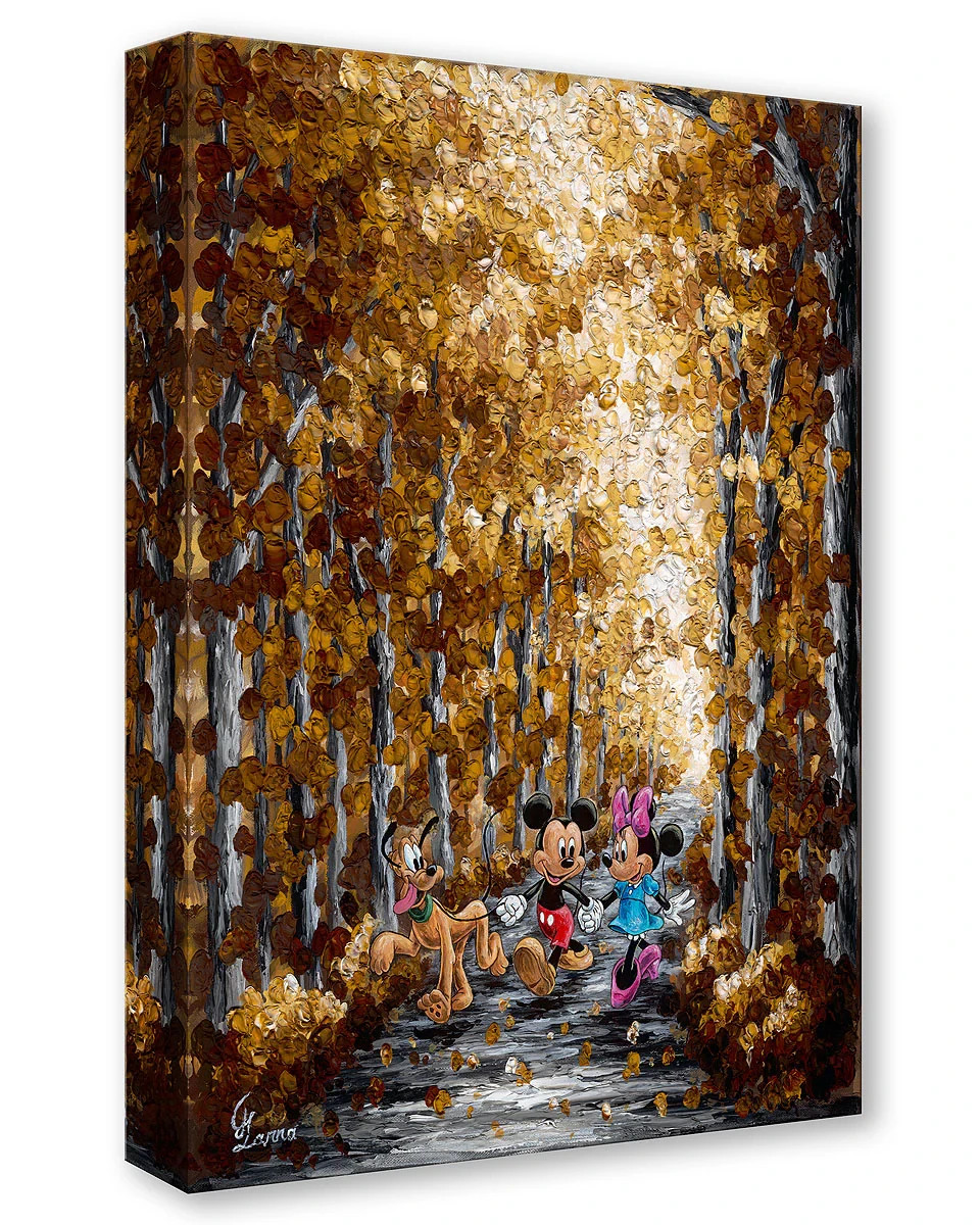 Disney Fine Art Treasures Canvas-Autumn Path-Mickey/Minnie- Jennifer Lana