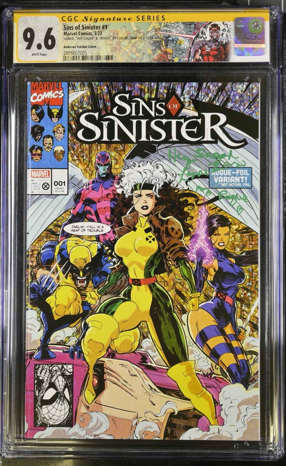 Sins of Sinister 1 CGC 9.6 SIGNED Lenore Zann Rogue MAGNETO FUNKO POP BUNDLE TAS