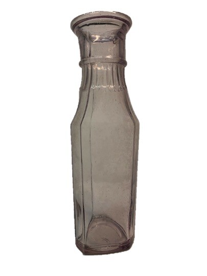 Old Vintage Handblown Condiment Triangular Clear Bottle -Excellent