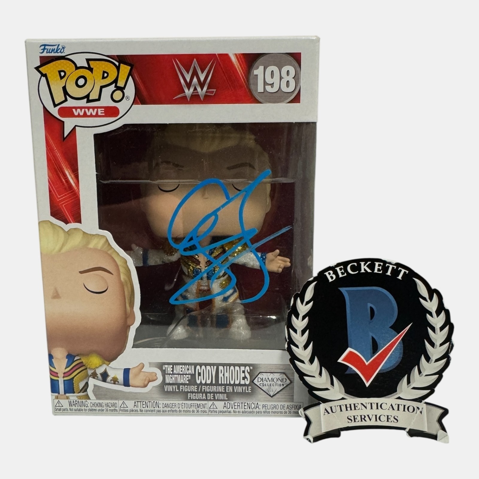 Cody Rhodes Signed Autograph WWE Funko Pop 198 Beckett The American Nightmare