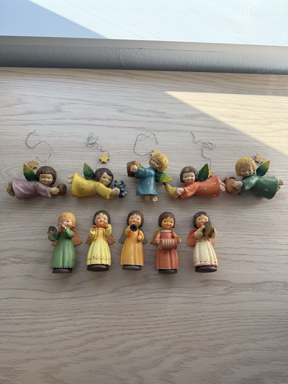 Vintage Anri Ferrandiz - Set of 5 Angel Ornaments & 5 Mini Angel Figurines Vintage Anri Ferrandiz - Set of 5 Angel Ornaments & 5 Mini Angel Figurines
