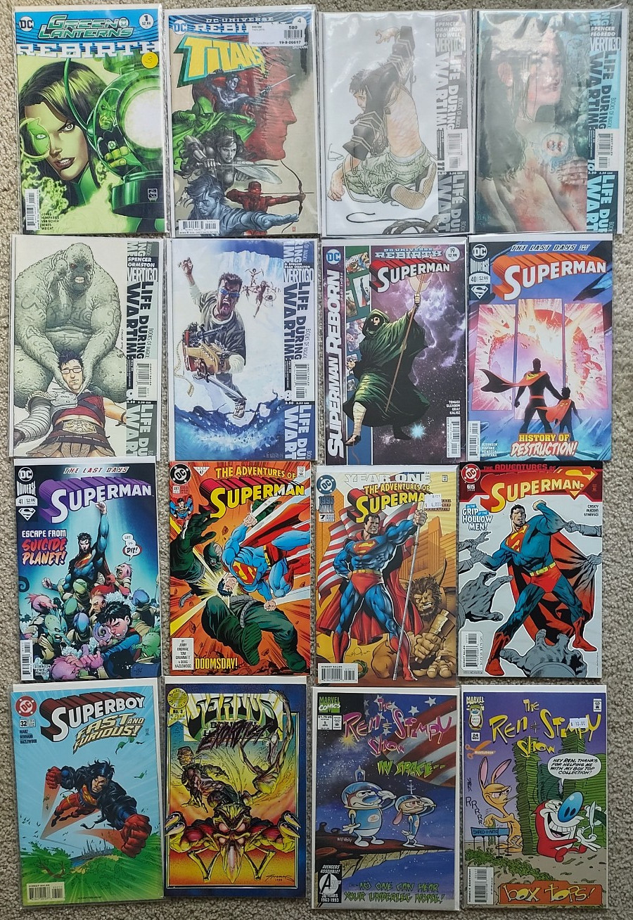 Vintage Modern Comic Book Lot 16 DC Marvel Vertigo Superman Green Lantern Rebirt