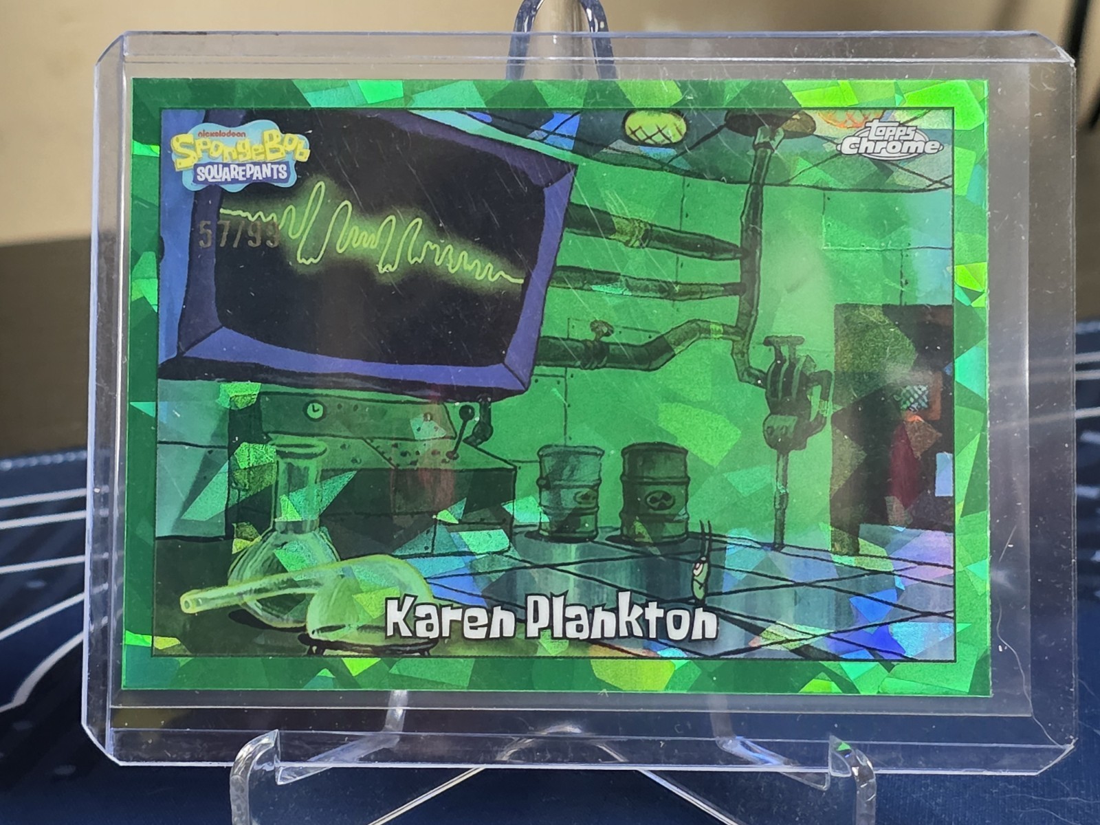2025 Topps Chrome SpongeBob Sapphire Karen Plankton Green /99