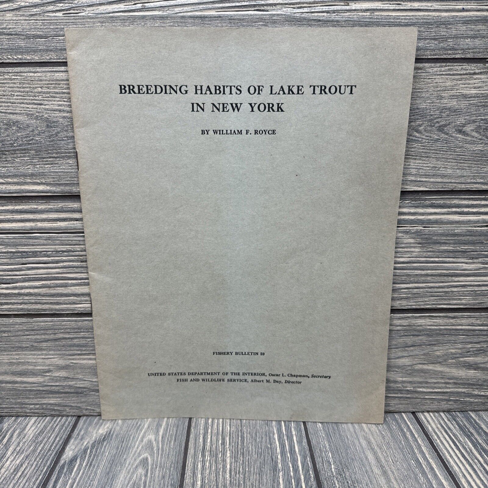 Vtg Breeding Habits of Lake Trout New York William Royce Fishery Bulletin 1951