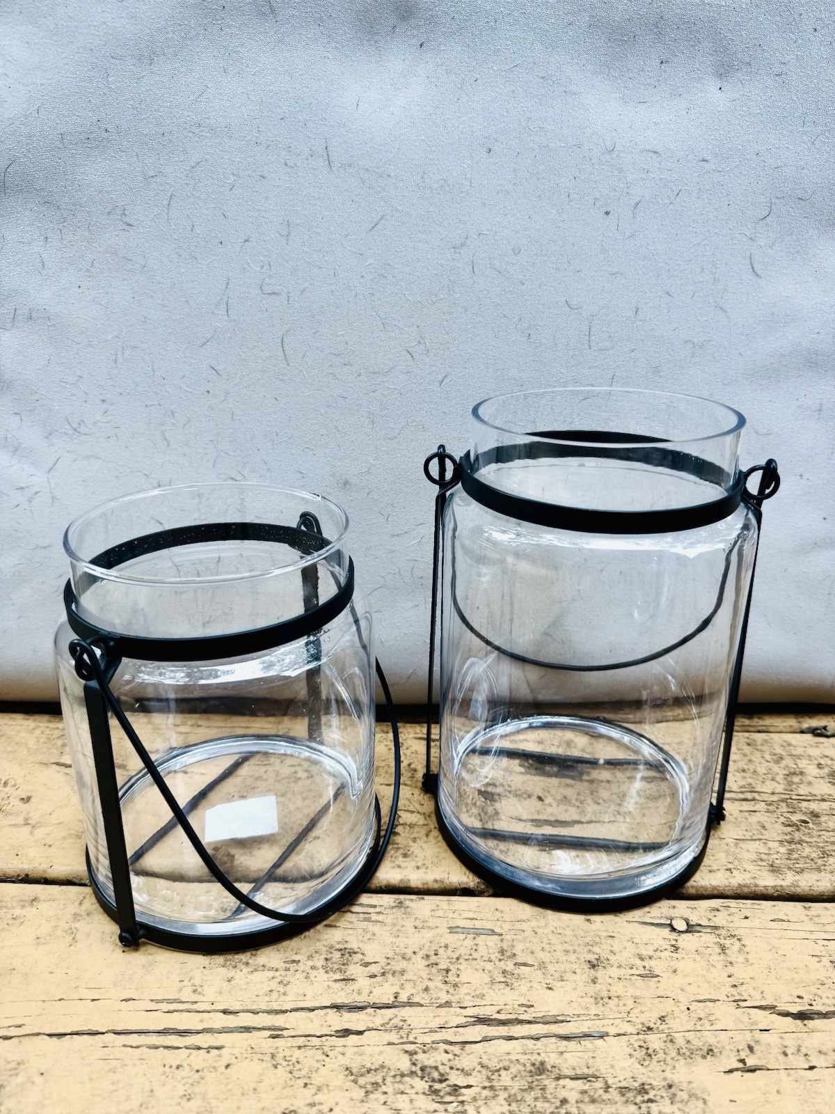 Set of two Smith & Hawken Glass Hurricane Lantern Candle Holder