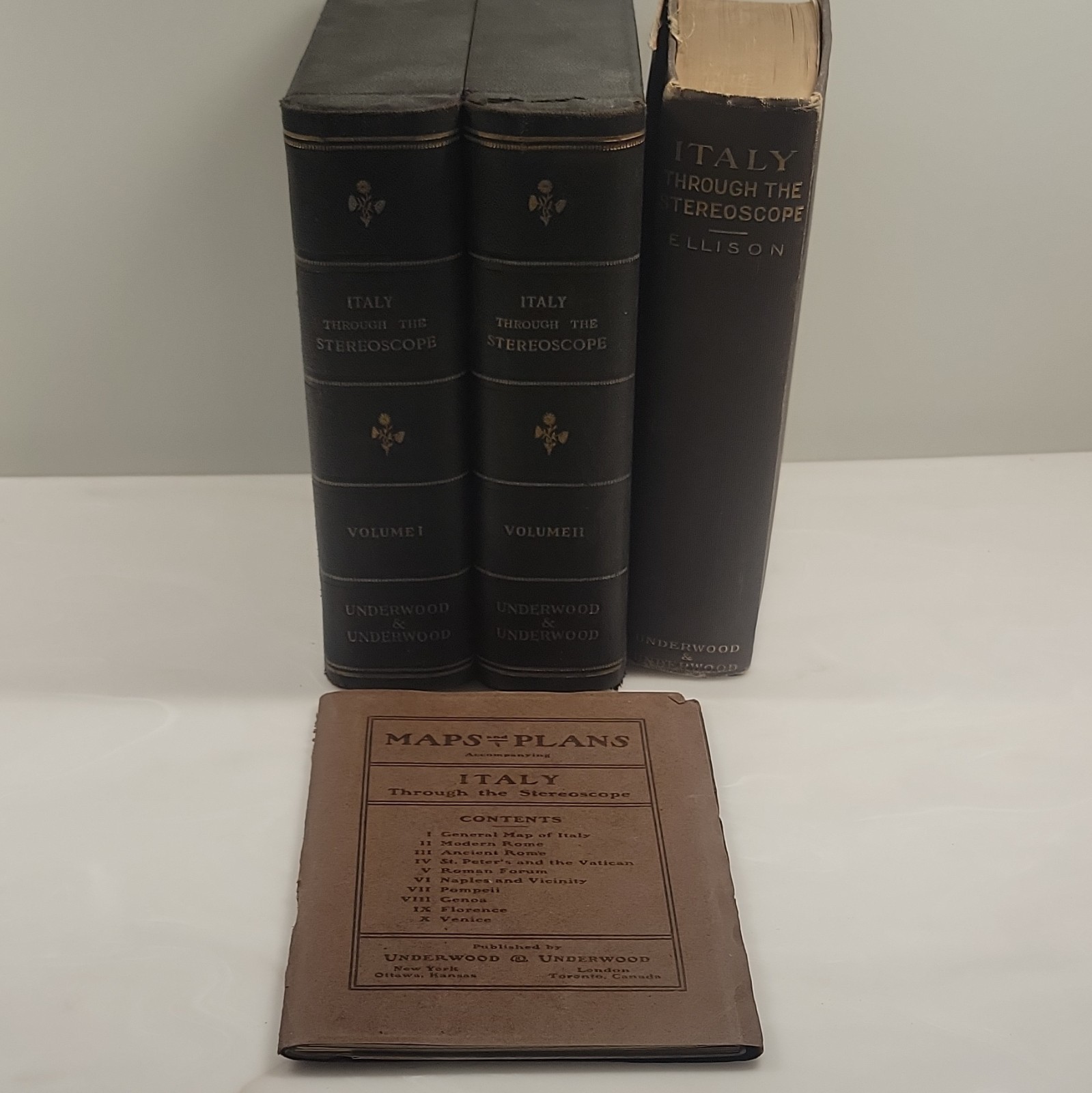 Underwood & Underwood Italy Through the Stereoscope Complete 100 Card Set & Book