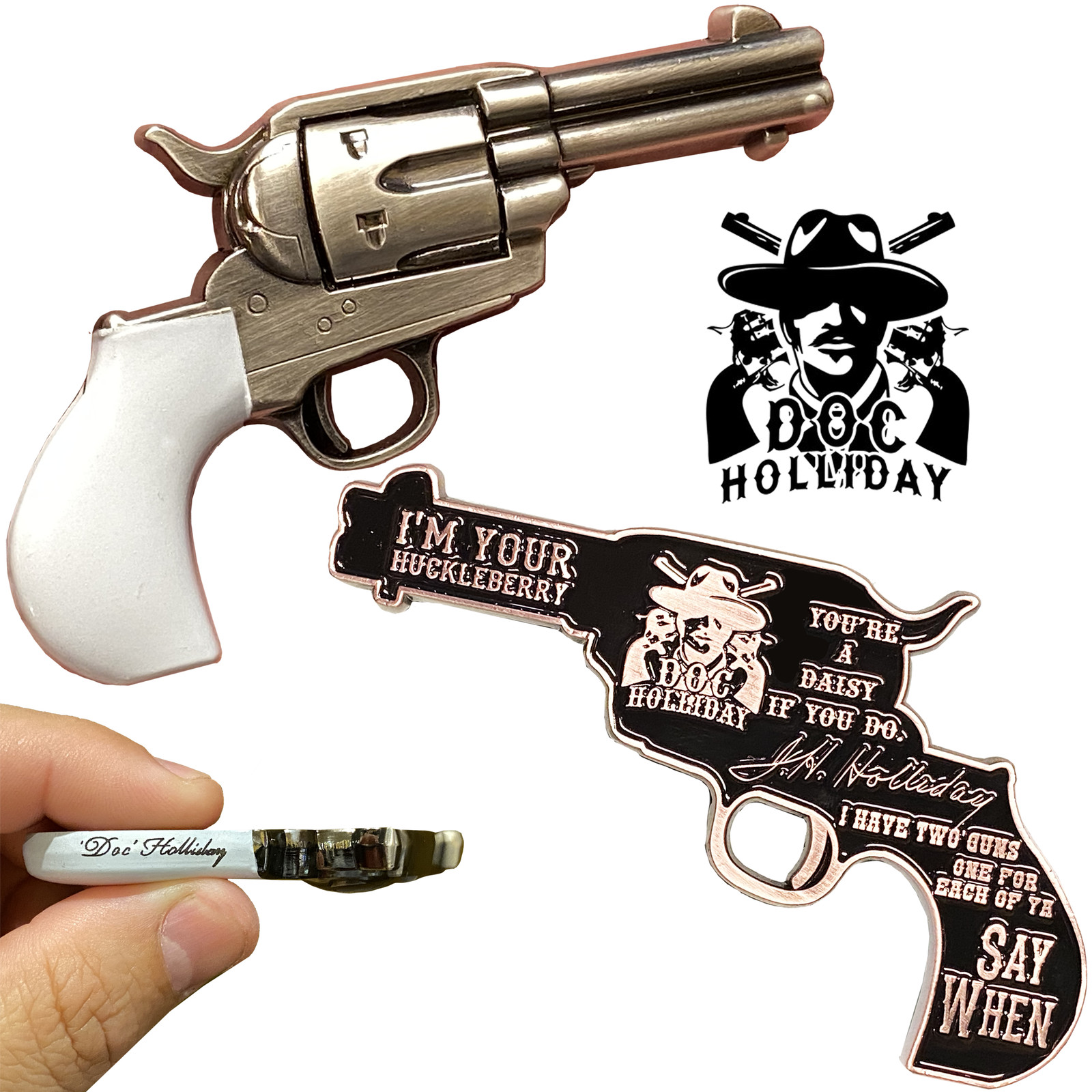 EE-013 Doc Holliday I\'m Your Huckleberry ivory style grip nickel plated Model 18