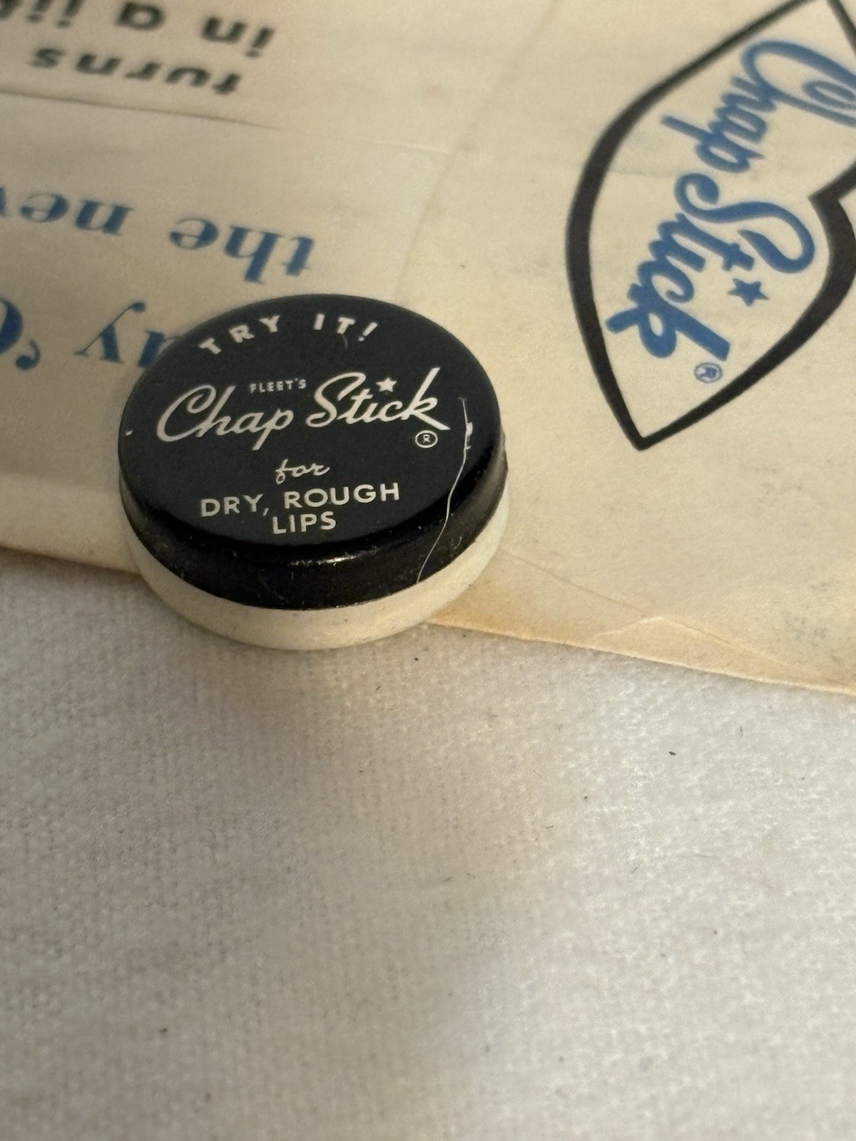 Vintage Fleet's Chap Stick Free Sample Mailing Envelope & Tin Set 1930s Envelope