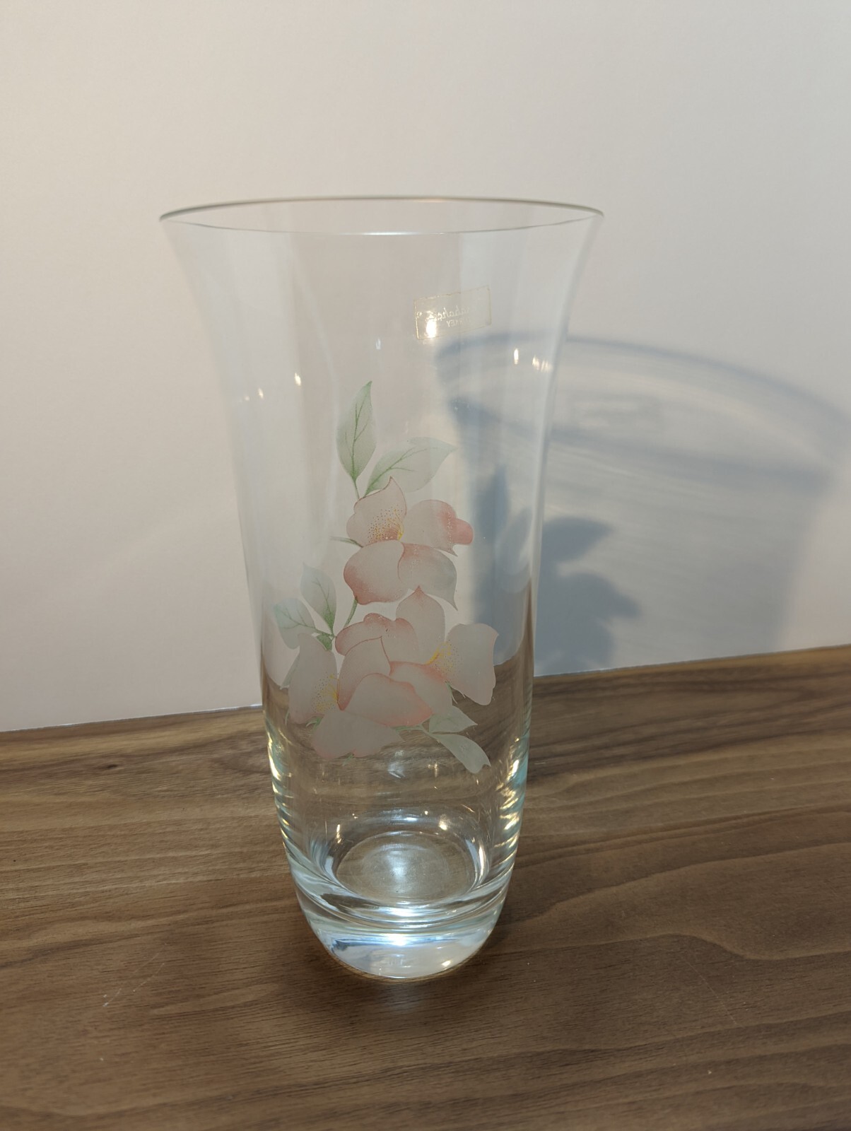 Vintage Flared Floral Glass Etched Vase