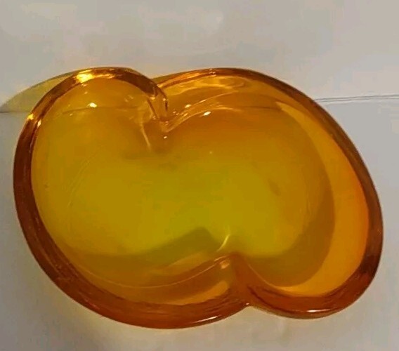 Persimmon Orange Glass Free Form Dish MCM Attr. To Viking Glass 4 7/8\