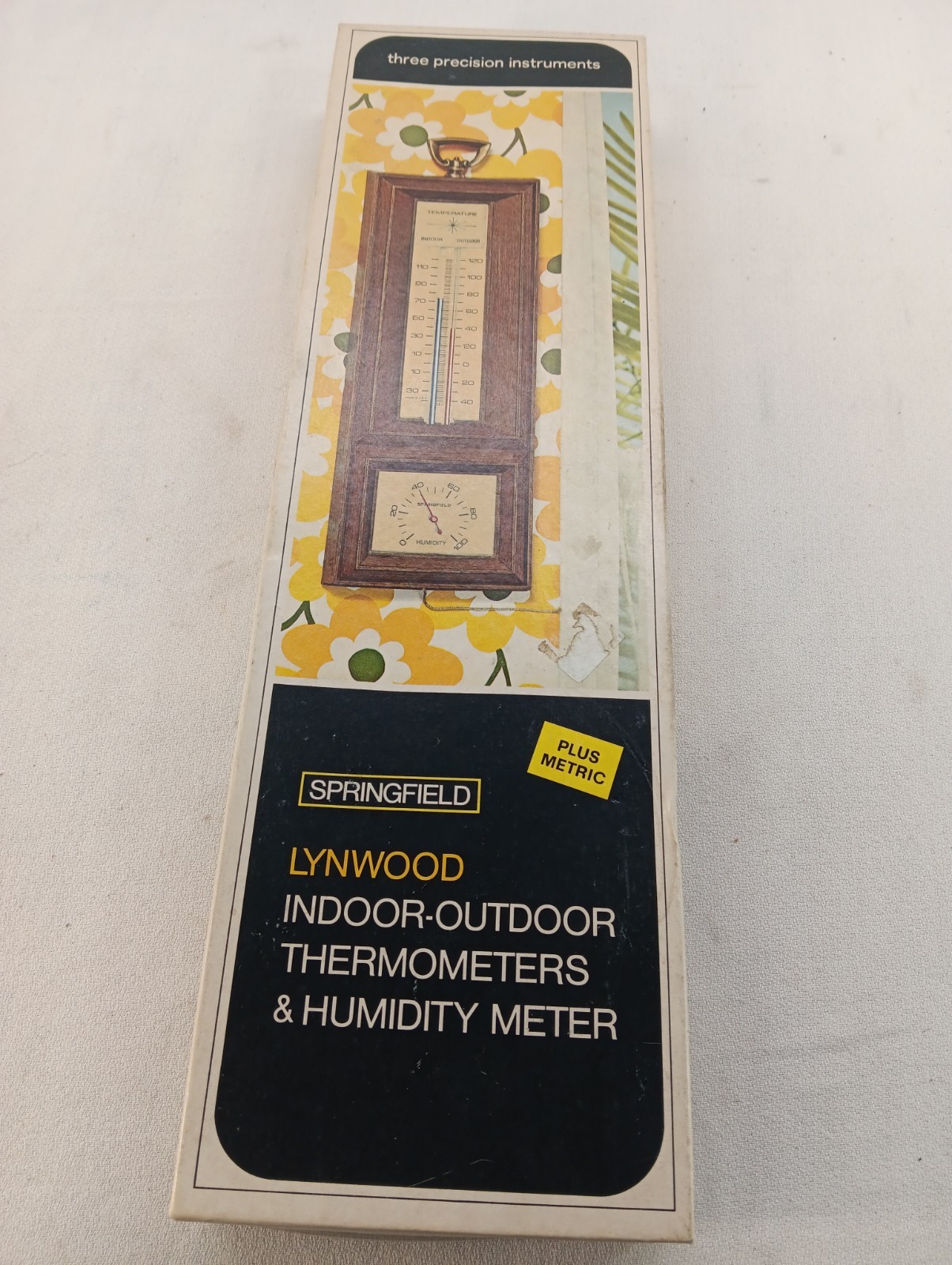 Vintage Springfield Lynwood Indoor/Outdoor Thermometer Humidity Meter MCM New Vintage Springfield Lynwood Indoor/Outdoor Thermometer Humidity Meter MCM New