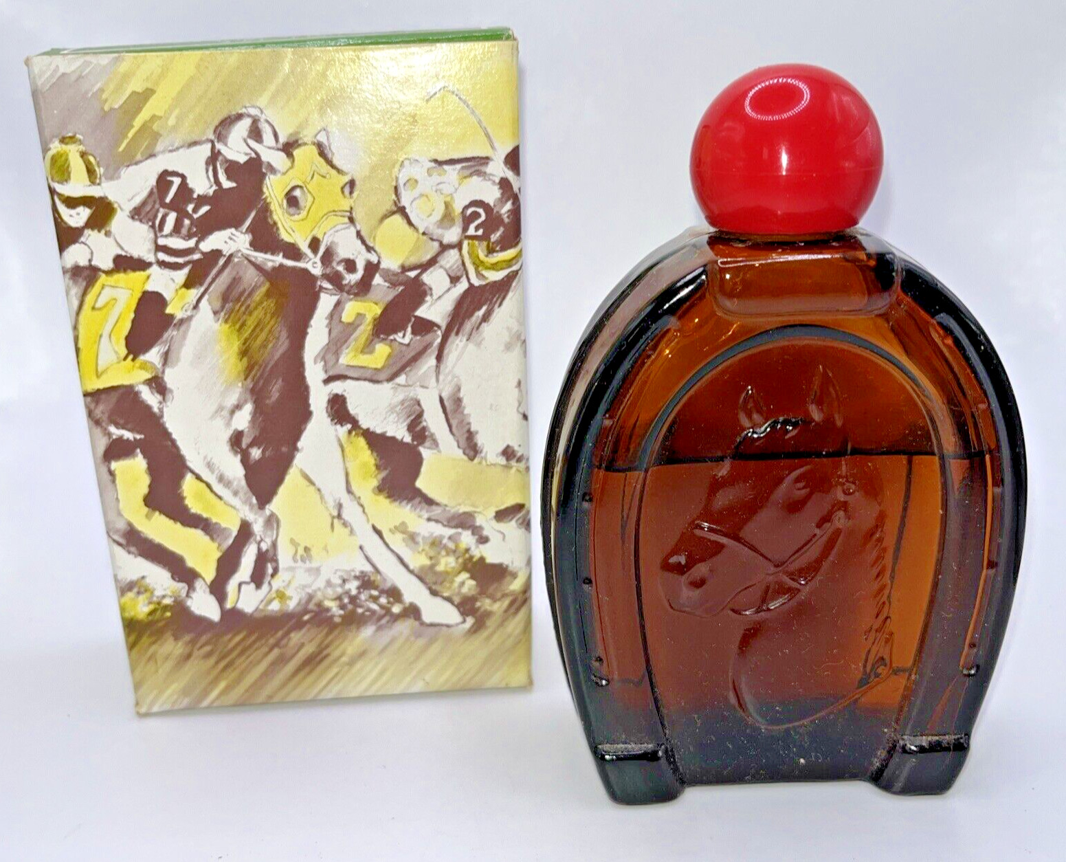 Avon Triple Crown Horseshoe Decanter Spicy After Shave in Original Box 2/3 Full