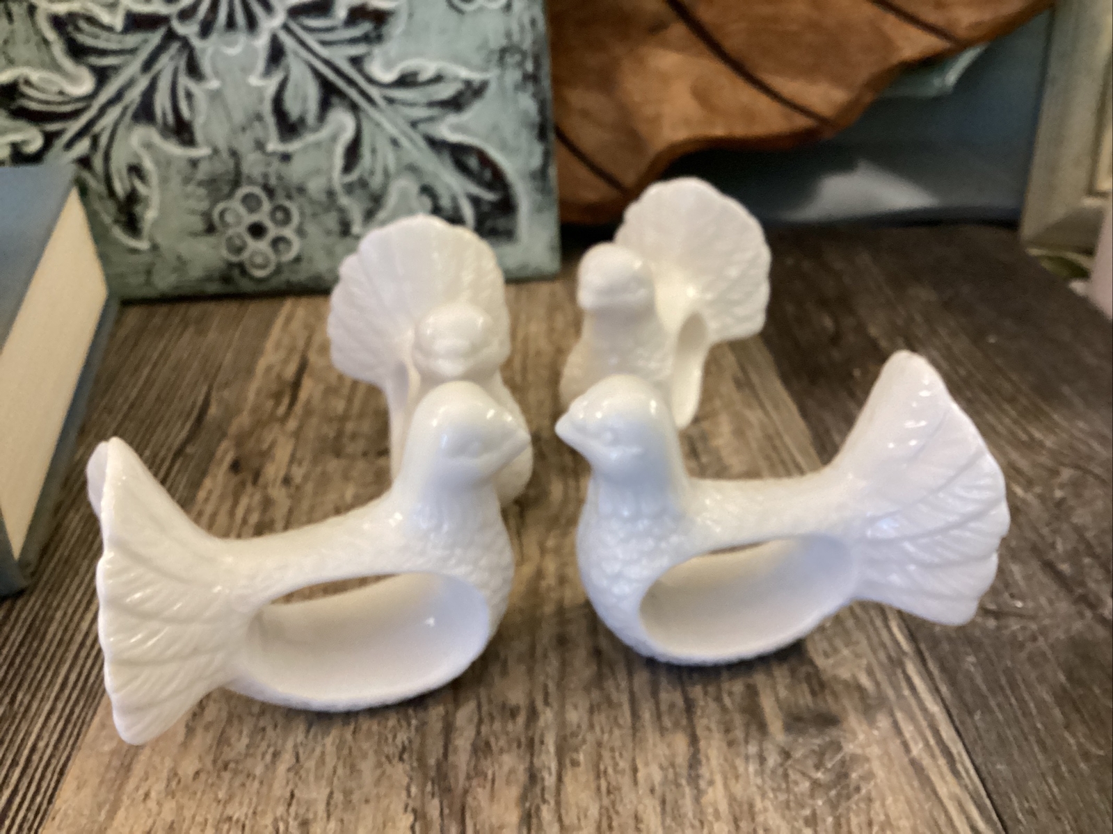 Vintage Shafford Design Dove Porcelain Napkin Rings  - Set Of 4 Excellent