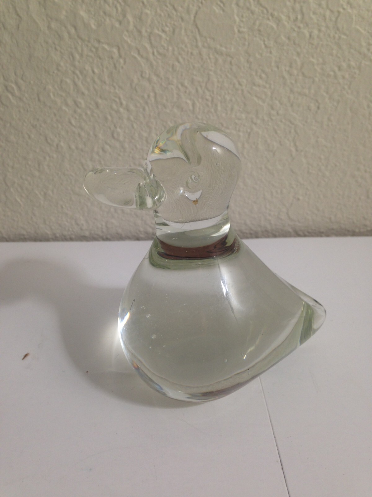 Vintage unbranded Art Glass Duck Bird Crystal Clear Figurine 3.5\ Vintage unbranded Art Glass Duck Bird Crystal Clear Figurine 3.5\
