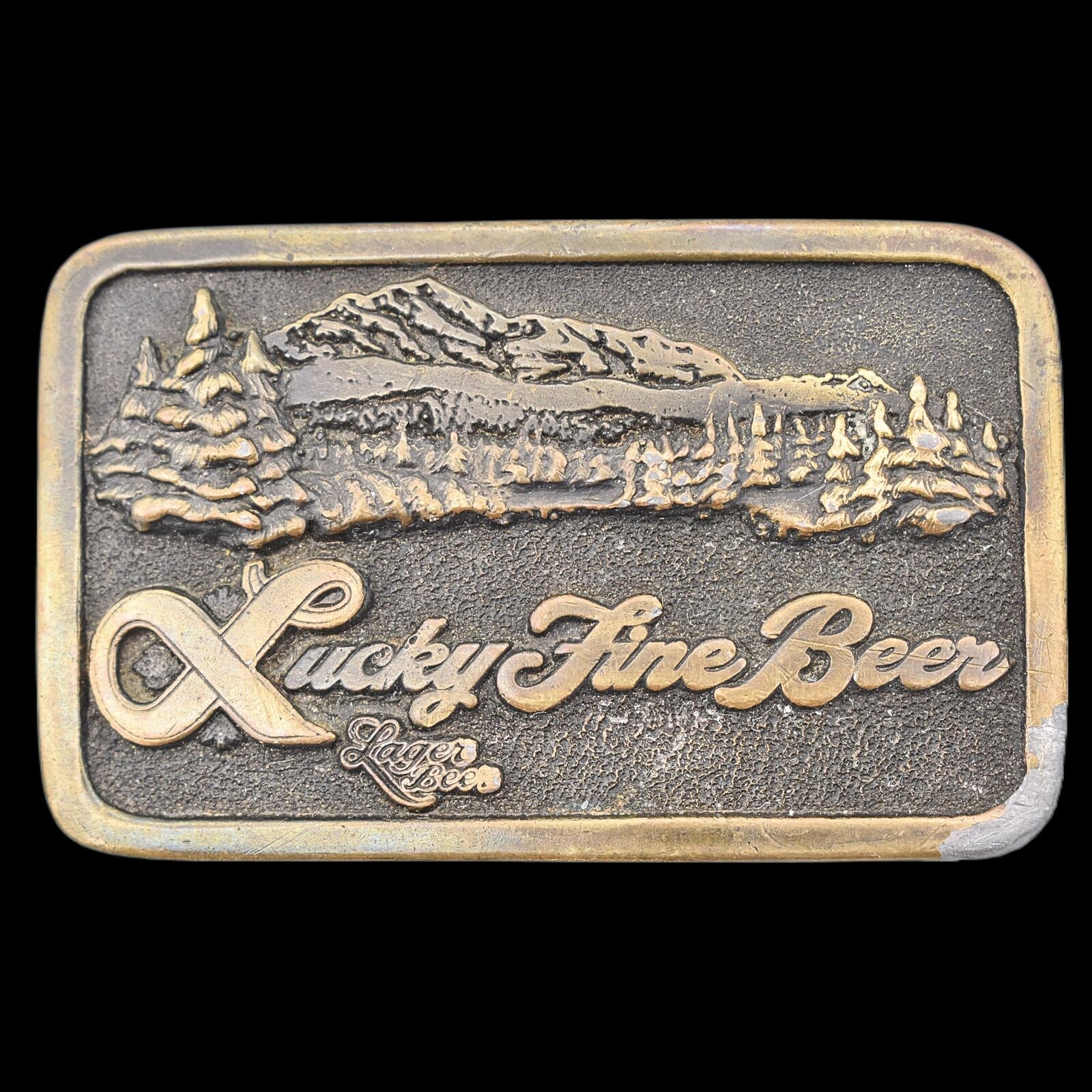 1970s Lucky Fine Beer Vintage Belt Buckle