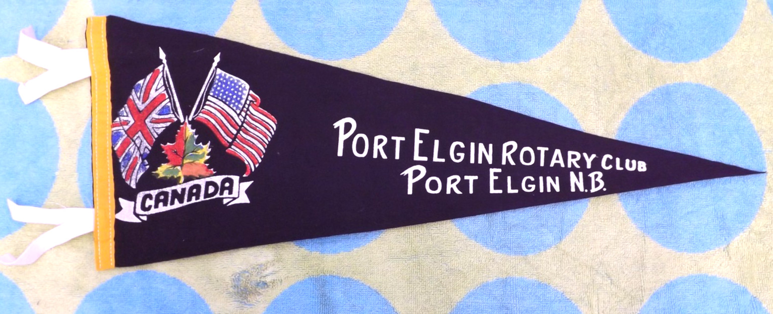 VTG. 1960s PORT ELGIN ROTARY CLUB PENNANT BANNER FLAG 22