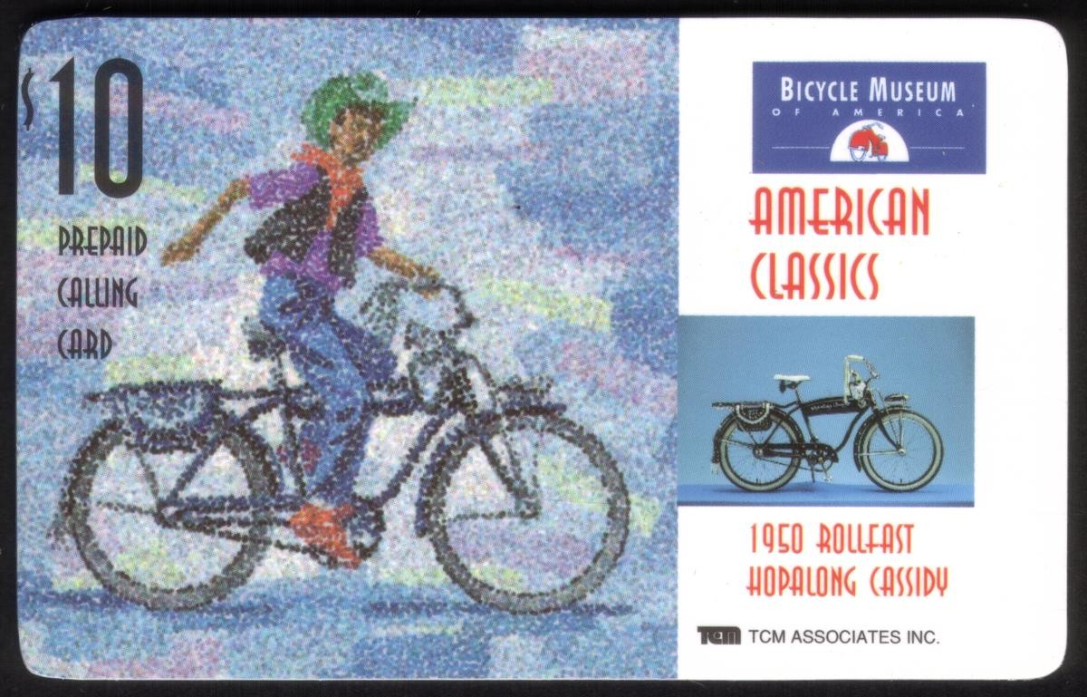 $10. Bicycle Museum I (Am. Classics) 1950 Rollfast Hopalong Cassidy Phone Card