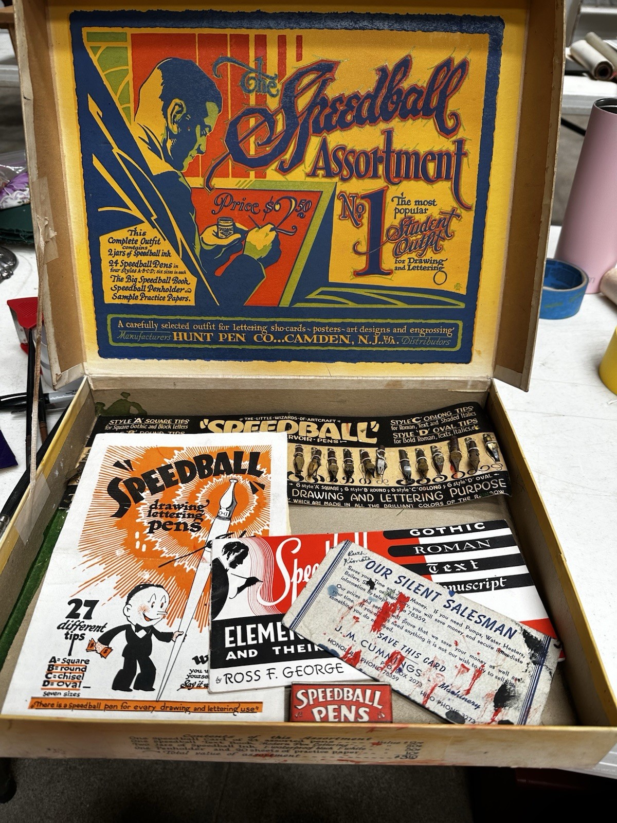 Vintage 1935 THE SPEEDBALL ASSORTMENT No 1 Student Outfit Set by Hunt Pen Co